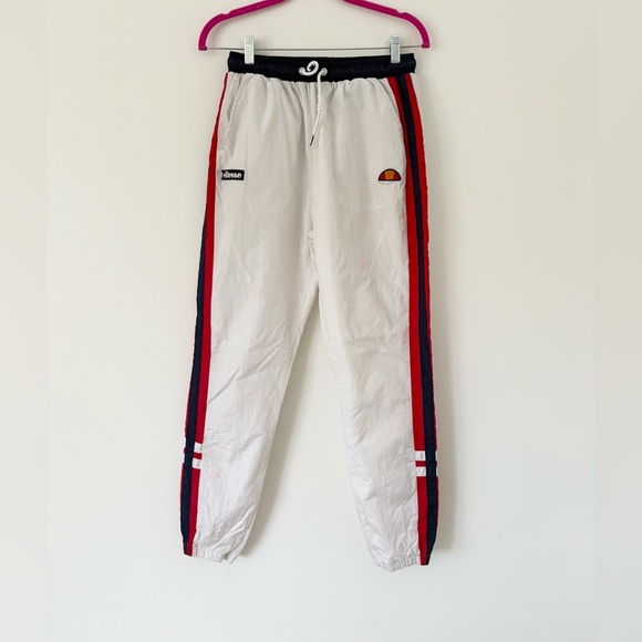Ellesse Flogrida White Red Stripe Track Pants Joggers Size 8 - Picture 6 of 13